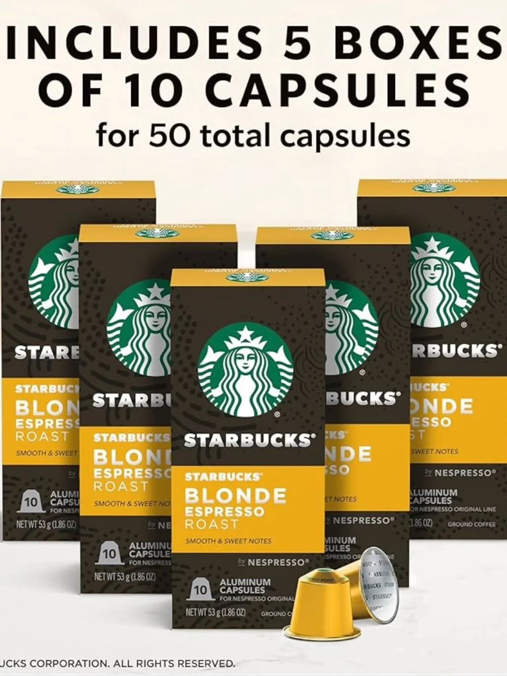 Starbucks by Nespresso Blonde Roast Espresso - 50 Capsules 2/13/2027